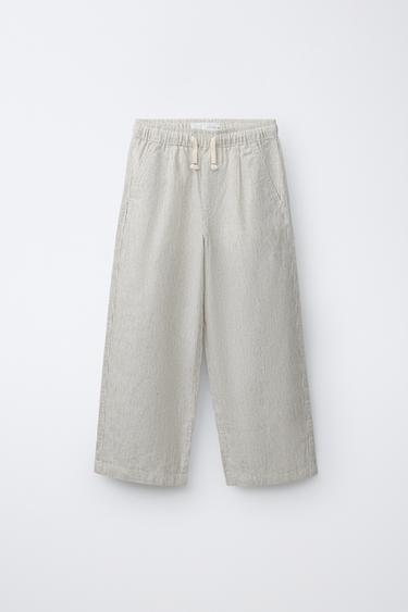 STRIPED PYJAMA-STYLE TROUSERS - Ecru by Zara - Image 0