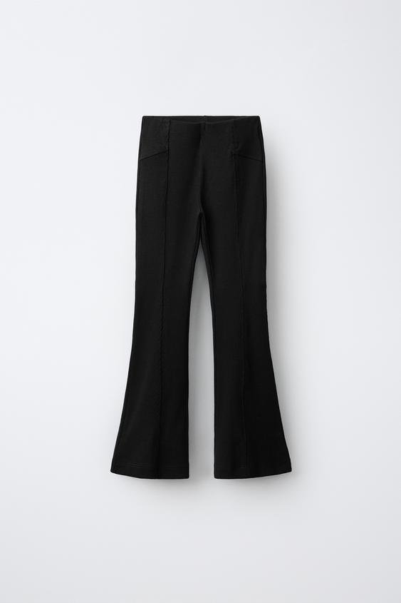 FLARED RIBBED LEGGINGS - Black by Zara - Image 0