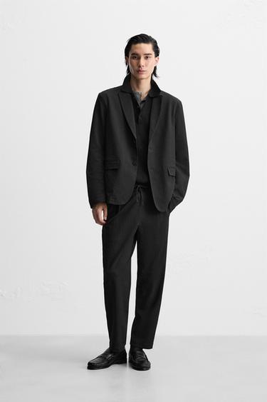RELAXED FIT SEERSUCKER BLAZER - Black by Zara - Image 0