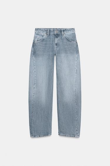 TRF CROPPED JEANS WITH DISPLACED SEAMS LOW-RISE - Blue by Zara