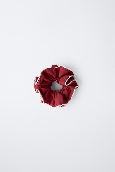 SCRUNCHIE WITH CONTRAST TRIM - Burgundy by Zara - Image 0