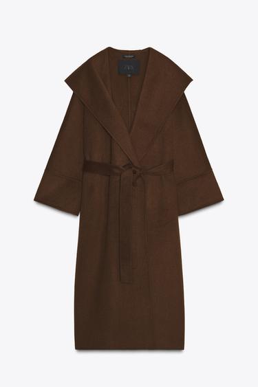 LONG BELTED COAT WITH WOOL ZW COLLECTION LIMITED EDITION - Brown by Zara