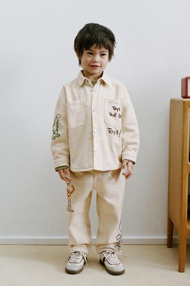 TOY STORY © DISNEY PIXAR EMBROIDERED STRAIGHT TWILL TROUSERS - Ecru by Zara