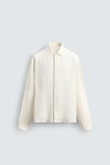 100% CRINKLED LINEN SHIRT - Ecru by Zara