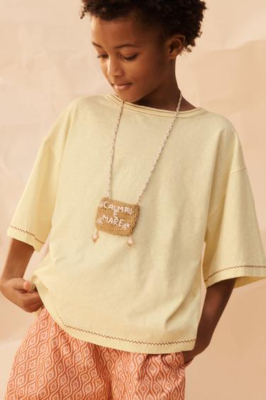 EMBROIDERED COTTON LINEN T-SHIRT LIMITED EDITION - Vanilla by Zara