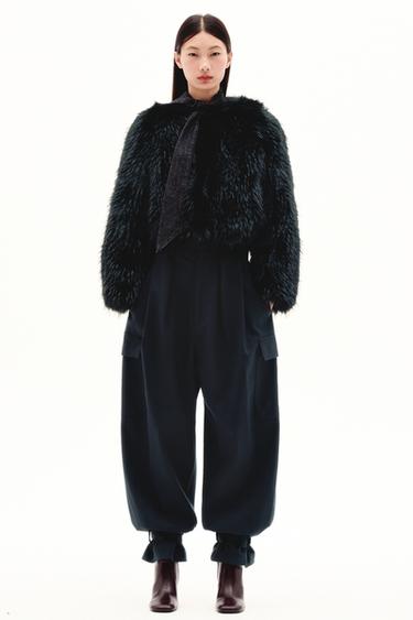 SHORT FAUX FUR COAT ZW COLLECTION - Black by Zara