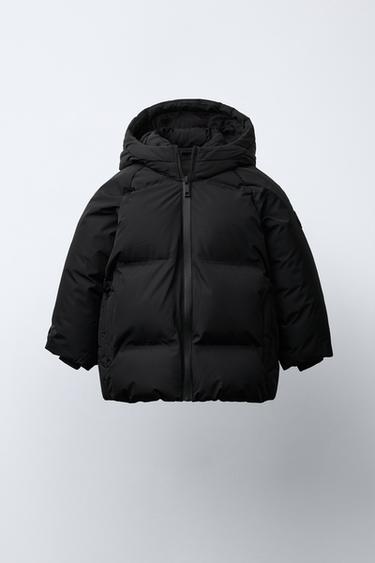 WATER-REPELLENT HOODED PUFFER COAT - Black by Zara