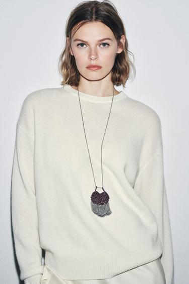LONG SLEEVE 100% CASHMERE JUMPER - Ecru by Zara