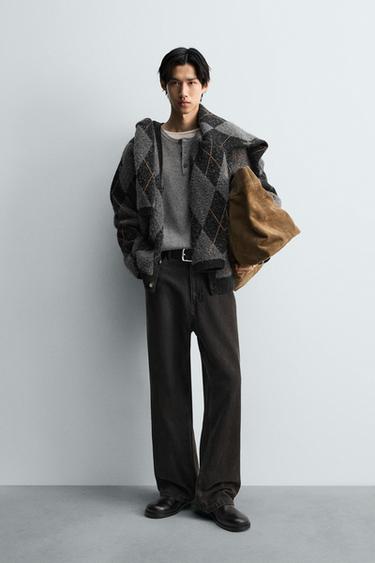 DIAMOND JACQUARD CARDIGAN - Black by Zara