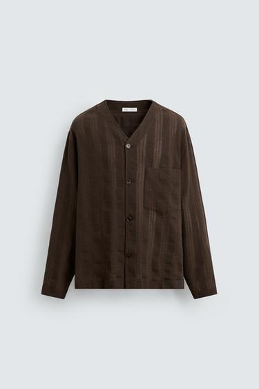 STRIPED JACQUARD SHIRT - Brown by Zara