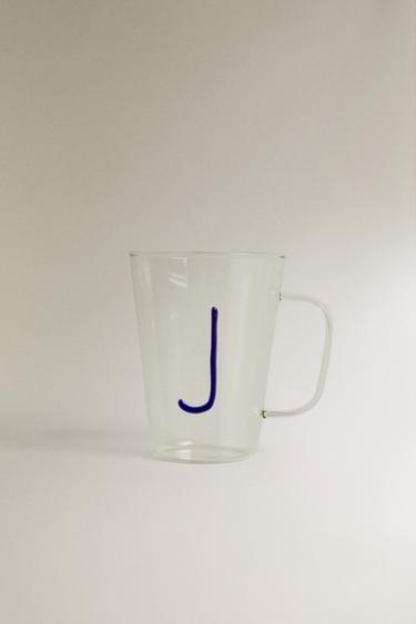 BOROSILICATE MUG WITH INITIAL J - Cobalt by Zara - Image 0