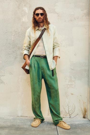 LIMITED EDITION FLOWING JACQUARD TROUSERS - Sea green by Zara - Image 0
