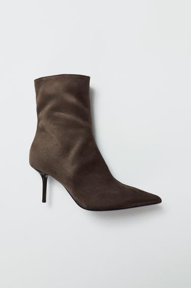 SOFT STILETTO HEEL ANKLE BOOTS - Grey by Zara