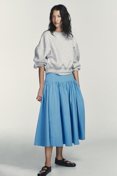VOLUMINOUS MIDI SKIRT - Bluish by Zara