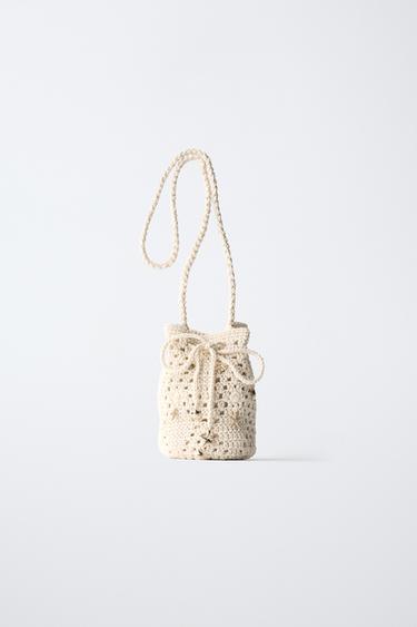 CROCHET CROSSBODY BAG WITH MARINE DETAIL - Ecru White by Zara - Image 0