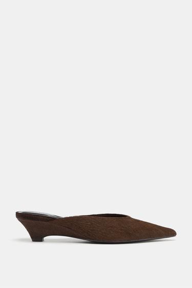 SHEEPSKIN WEDGE MULES - Brown by Zara
