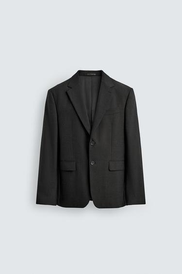 100% WOOL SUIT BLAZER - Anthracite Grey by Zara