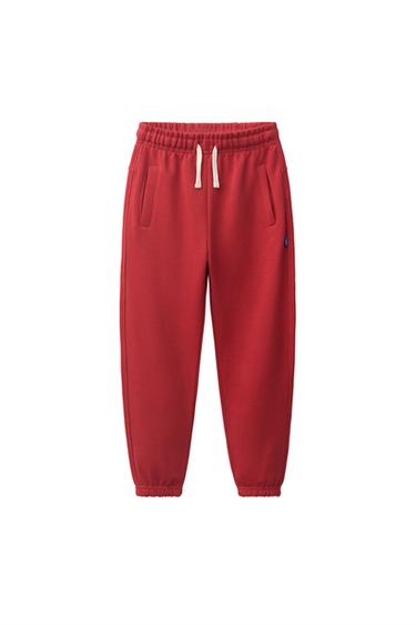 PLAIN SWEATSHIRT JOGGERS WITH LABEL - Red by Zara