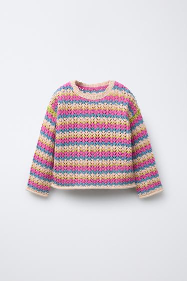 MULTICOLOURED STRIPED KNIT SWEATER - Pink by Zara - Image 0