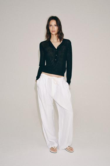 HENLEY KNIT JUMPER - Black by Zara