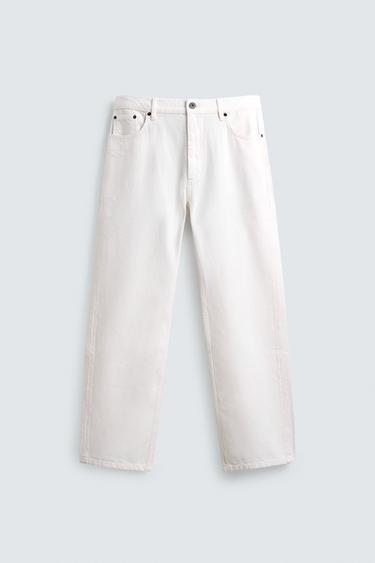 STRAIGHT-LEG COTTON-HEMP JEANS - Ecru by Zara
