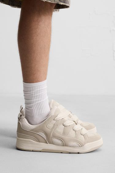 MAXI LACE-UP TRAINERS - Beige by Zara - Image 0