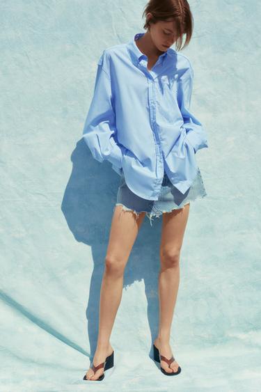 OVERSIZED POPLIN SHIRT - Blue by Zara