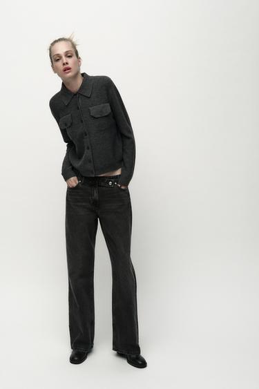 PLAIN KNIT POLO COLLAR JACKET - Dark grey marl by Zara - Image 0