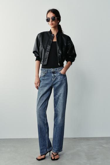 FAUX LEATHER BOMBER JACKET WITH SHOULDER PADS - Black by Zara