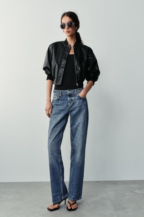 FAUX LEATHER BOMBER JACKET WITH SHOULDER PADS - Black by Zara - Image 0