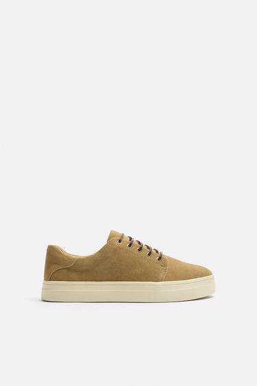 CASUAL LEATHER TRAINERS - Beige by Zara