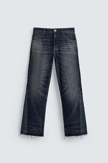 STRUCTURED FLARE FIT JEANS - Navy / White by Zara