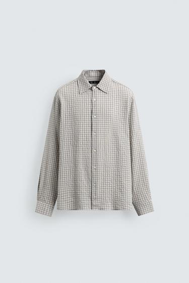 TEXTURED CHECK SHIRT - Grey by Zara