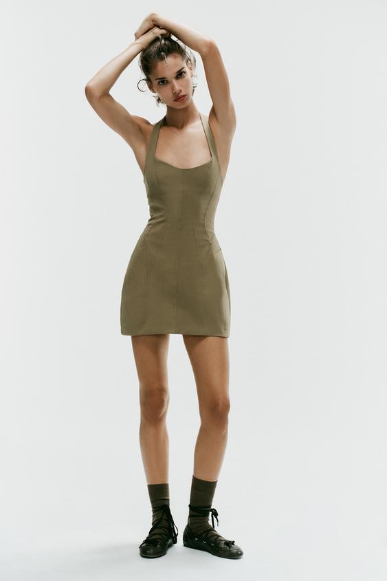 SHORT HALTERNECK DRESS - Light khaki by Zara - Image 0