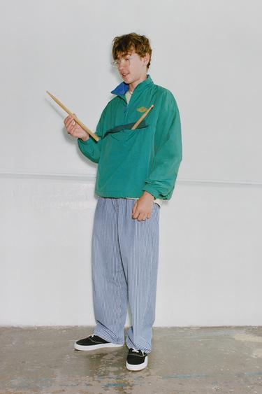 STRIPED BALLOON DENIM TROUSERS - Blue by Zara