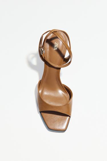 PATENT-FINISH HIGH-HEEL SANDALS - Brown by Zara