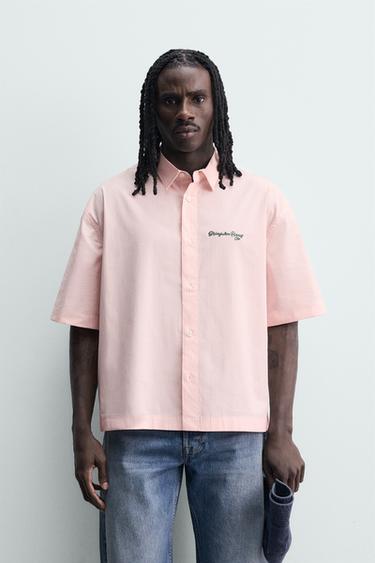 CONTRAST PRINT STRIPED SHIRT - Pink by Zara