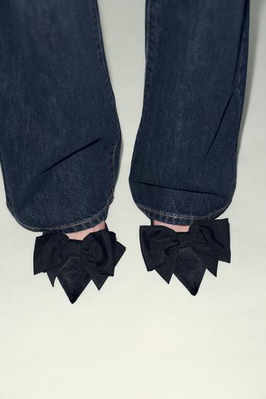 VELVET SLINGBACK SHOES WITH BOW - Black by Zara