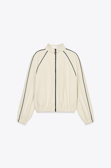 BOMBER JACKET WITH CONTRAST TRIM - Ecru by Zara