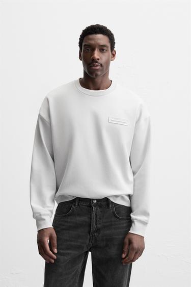 CREW NECK SWEATSHIRT WITH PATCH - Blue / Grey by Zara
