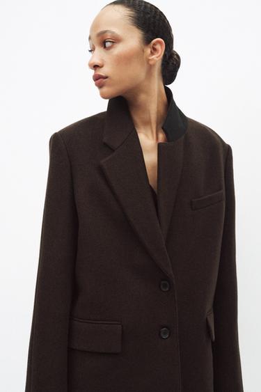 OVERSIZE WOOL BLAZER ZW COLLECTION - Chocolate by Zara
