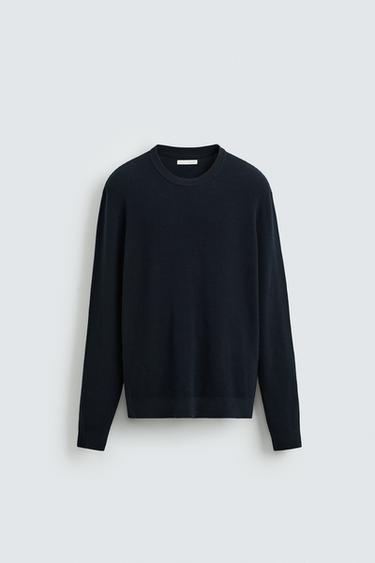 REGULAR FIT WAFFLE JUMPER - Navy blue by Zara