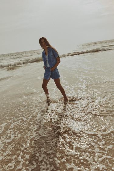 Z1975 SHORT DENIM SHIRT - Mid-blue by Zara