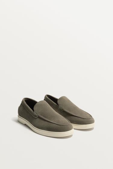 CASUAL LEATHER LOAFERS - Green by Zara