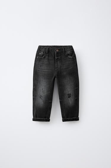 RIPPED LOW STRAIGHT JEANS - Dark grey by Zara