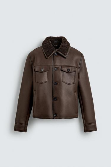 DOUBLE-FACED FAUX SUEDE JACKET - Brown by Zara