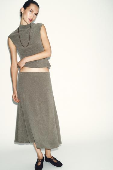 SOFT HIGH NECK TOP - Olive Green by Zara