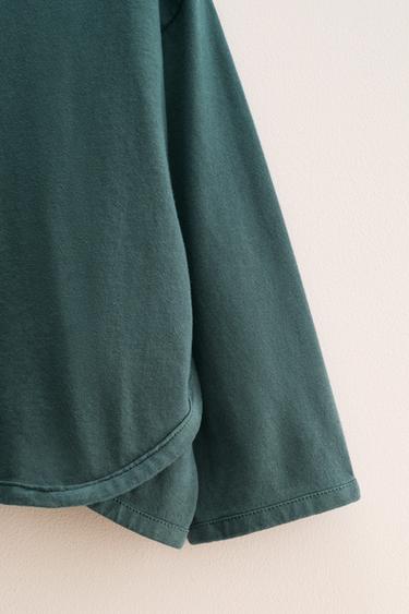 ZARA TIMELESS - PLAIN T-SHIRT WITH PIPING - Green / Blue by Zara