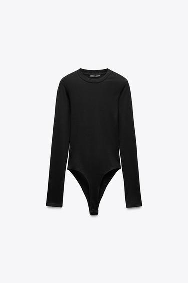 COTTON MODAL BODYSUIT - Black by Zara