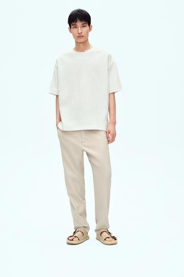 TEXTURED RELAXED FIT T-SHIRT - Oyster-white by Zara